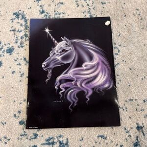 Vintage 80's Susan Sue Dawe Unicorn Portfolio Notebook Binder Folder Made USA